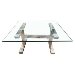 Mid Century Modern True Period Glass and Chrome Cocktail Coffee Table