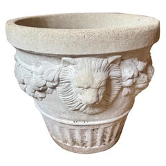 Monumental Large French Garden Lion Carved Planter Jardiniere Urn Vase Vessel
