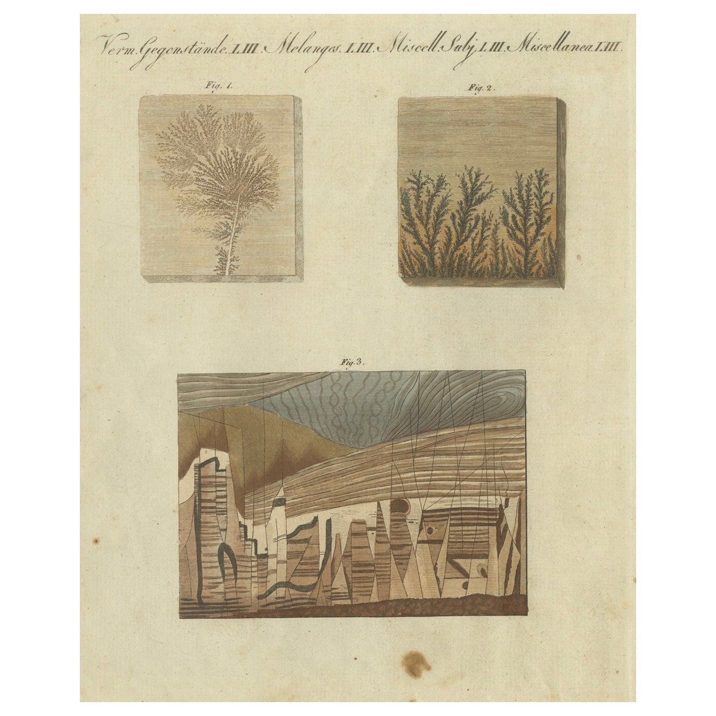 Unique 1805 Engraving of Fossilized Patterns and Geological Layers from Bertuch For Sale