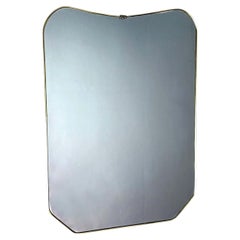 Gio Ponti Style Shaped Italian Mirror With Brass Frame
