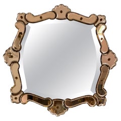 Venetian Quadratic Mirror with Rosé Rauchglass Frame