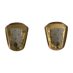 Mid-century Rare Brass & Plexiglass Pair of Cinema Sconces, 1950s, Germany