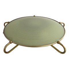 Mid-century Green Glass Ceiling Lamp with Metal Frame by Erco, 1950s, Germany