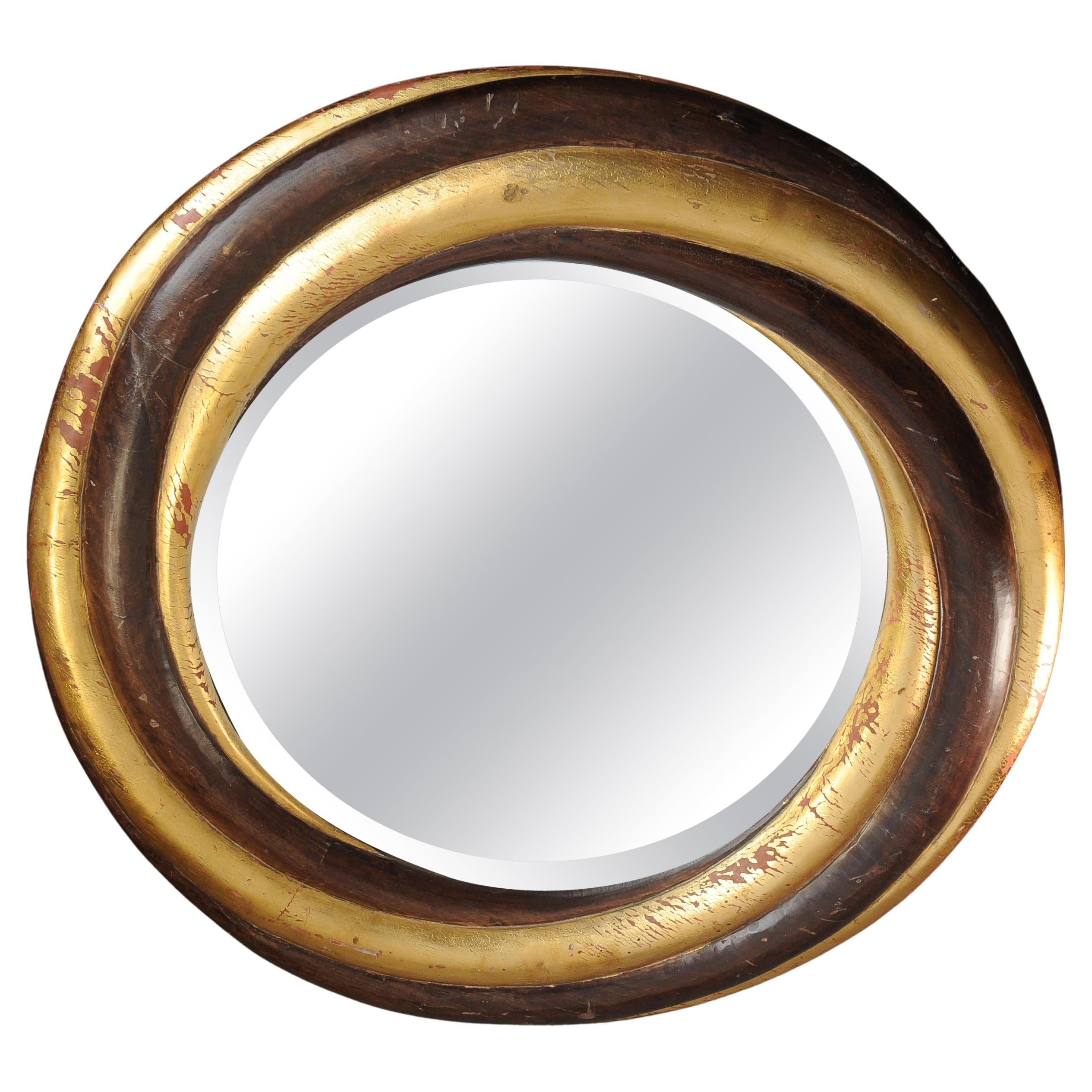 Antique Victorian Giltwood Circular Wall Mirror With Bevel Edge Mirror Glass