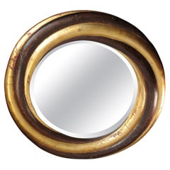 Antique Victorian Giltwood Circular Wall Mirror With Bevel Edge Mirror Glass