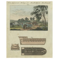 The Transatlantic Slave Trade: Engraving of a Slave Ship and a Plantation, 1805