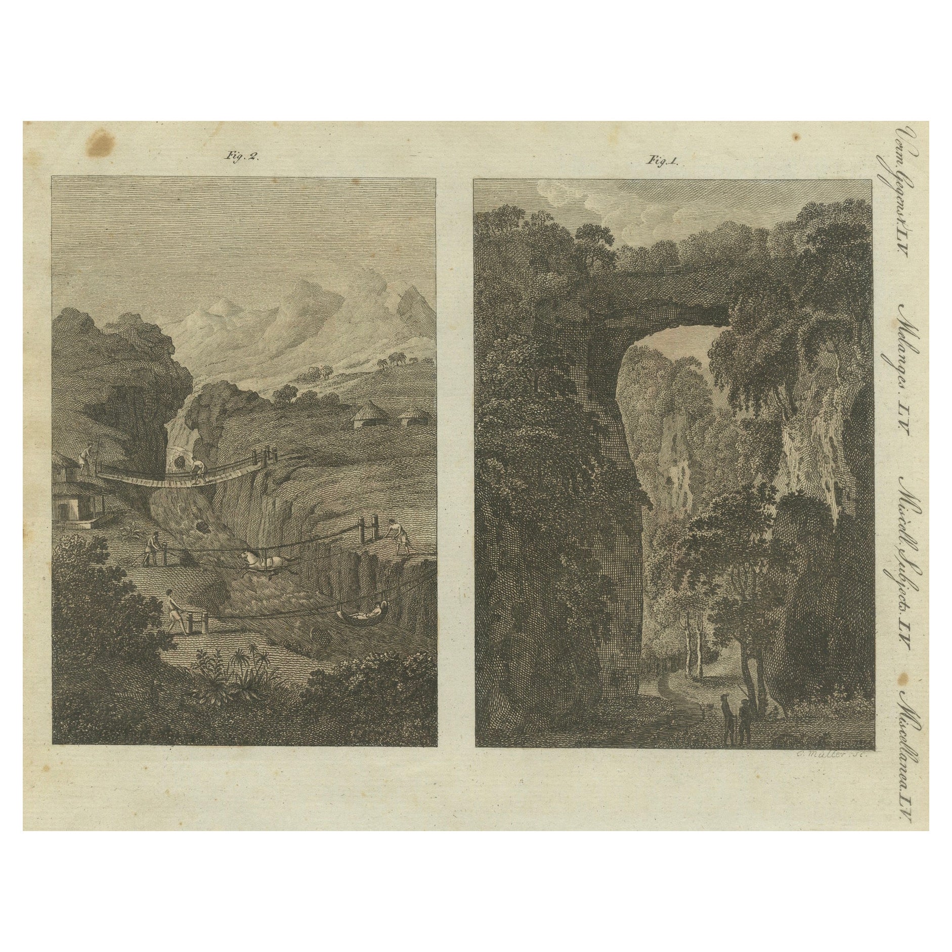 Suspension and Pull Bridges in America and Natural Rock Bridge, Virginia - 1805 For Sale