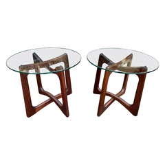 Stunning Pair Adrian Pearsall Sculptural Walnut Dogbone Side Table Mid-Century
