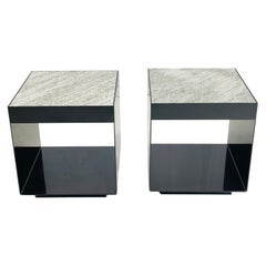"Elliott" Side Tables in Gunmetal & Marble by Rodolfo Dordoni for Minotti