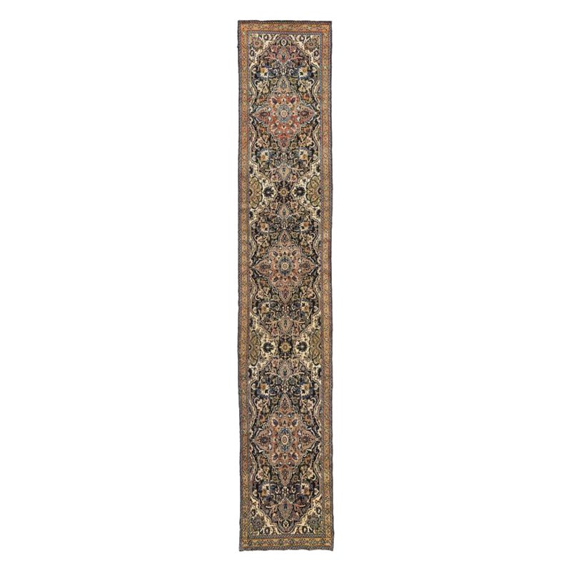 Tapis persan Malayer - Laine ivoire bleu marine 10502