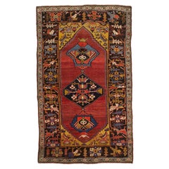 Persian Bijar Small Rug - Wool Navy Blue Red Yellow 10513