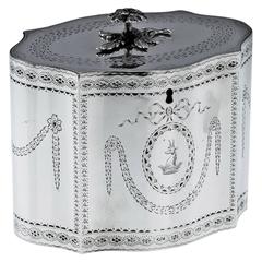 Antique 18th century Rare Georgian Solid Silver Tea Caddy, London, circa 1782