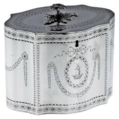 Antique 18th century Rare Georgian Solid Silver Tea Caddy, London, circa 1782