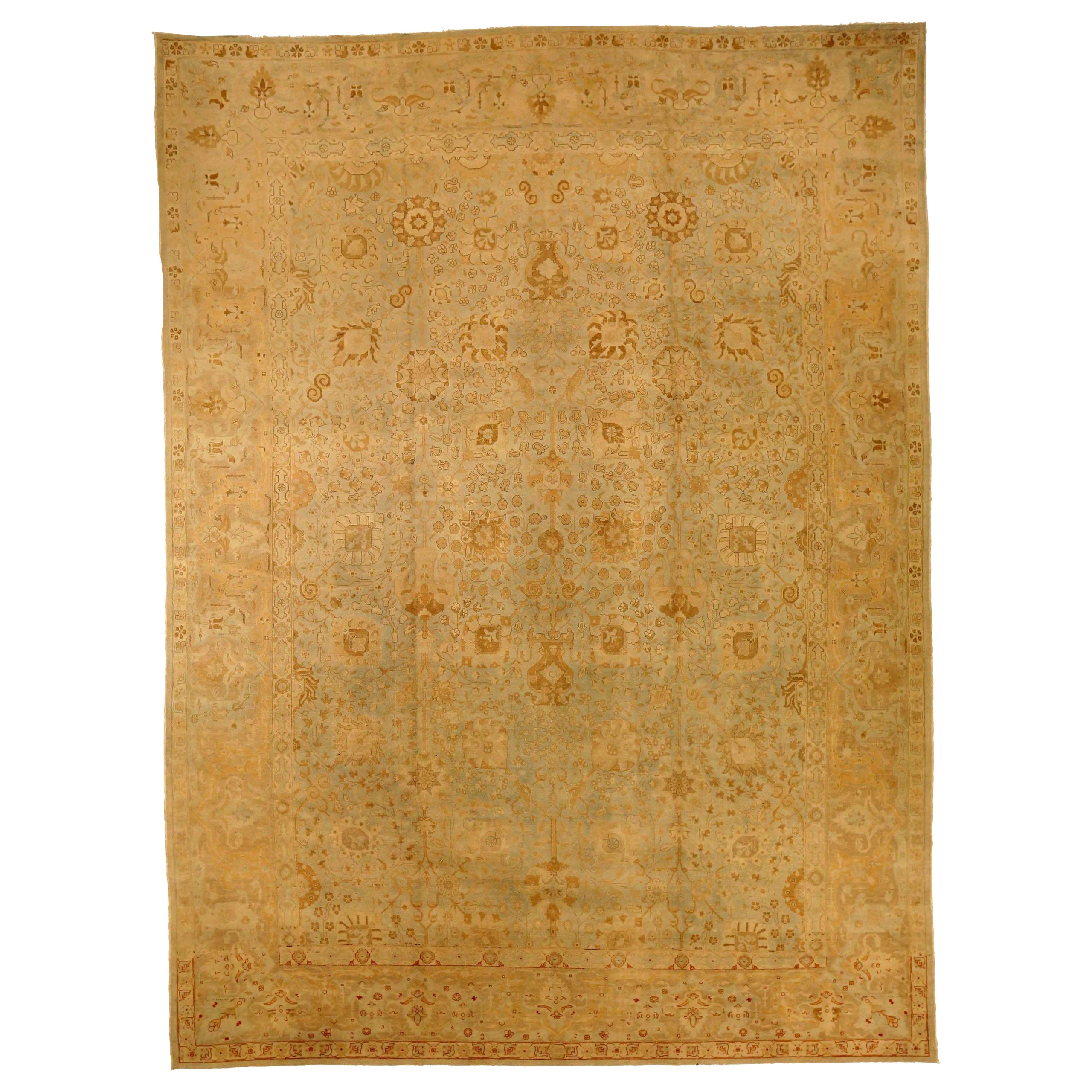 Tappeti persiani Tabriz Circa 1940 - Lana Blu Giallo 15027