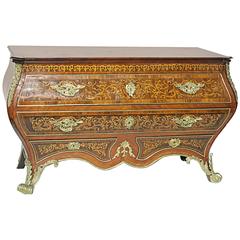 Louis XV Style Marquetry Inlaid Bombay Commode