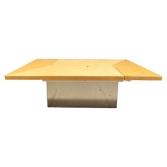 Vintage ash wood hidden bar coffee table by Paul Michel, 1970s