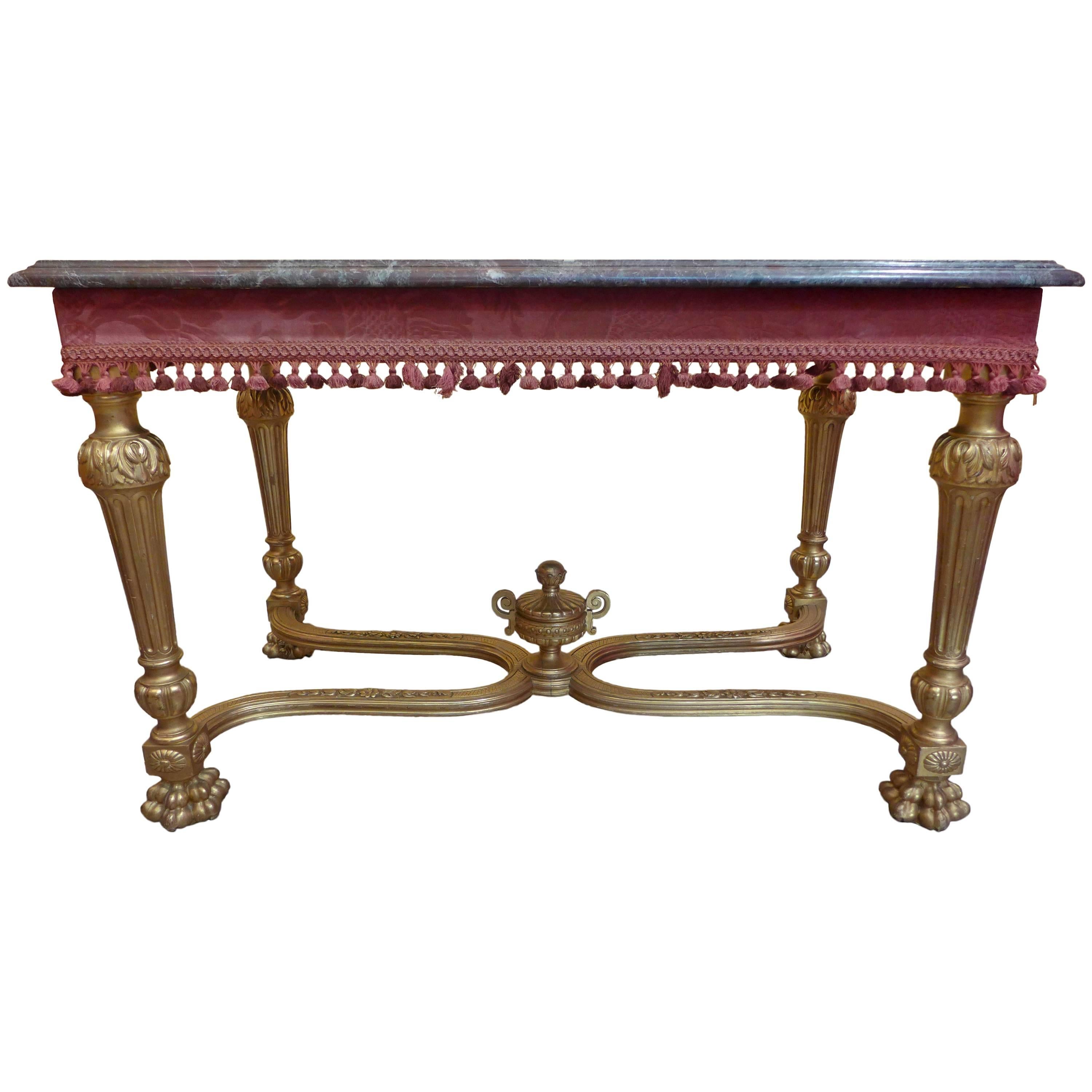 French Late-19h Century Giltwood Console Table, circa 1890 For Sale