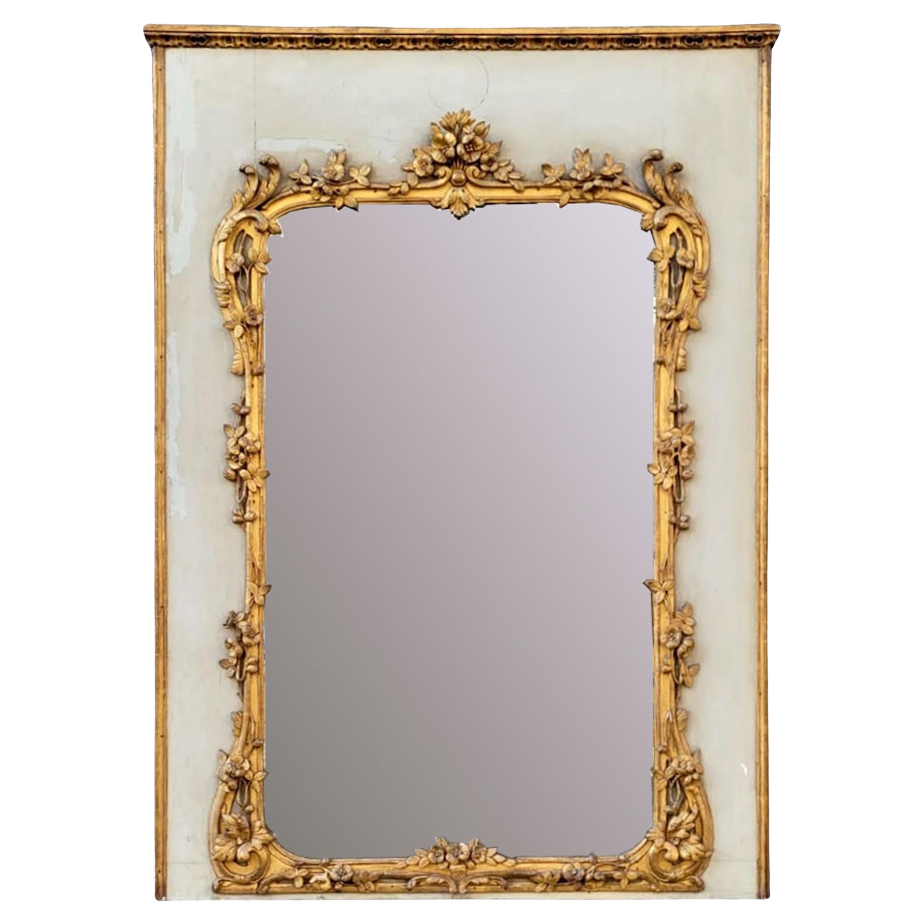 Louis XV Gilded And Carved Wooden Trumeau - 18th Century For Sale