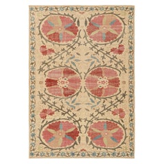 Rug & Kilim's Suzani Style Rug in Beige with Floral Medallions (tapis de style Suzani en beige avec médaillons floraux)