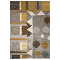 Rug & Kilim's Scandinavian Style Custom Rug Sample, Gray with Geometric Patterns (échantillon de tapis sur mesure de style scandinave, gris avec motifs géométriques)