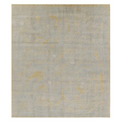 Rug & Kilim’s French Art Deco Style Rug In Blue with Yellow Geometric Patterns