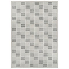 Rug & Kilim’s Oversized Scandinavian Style Rug in Gray & White Geometric Pattern