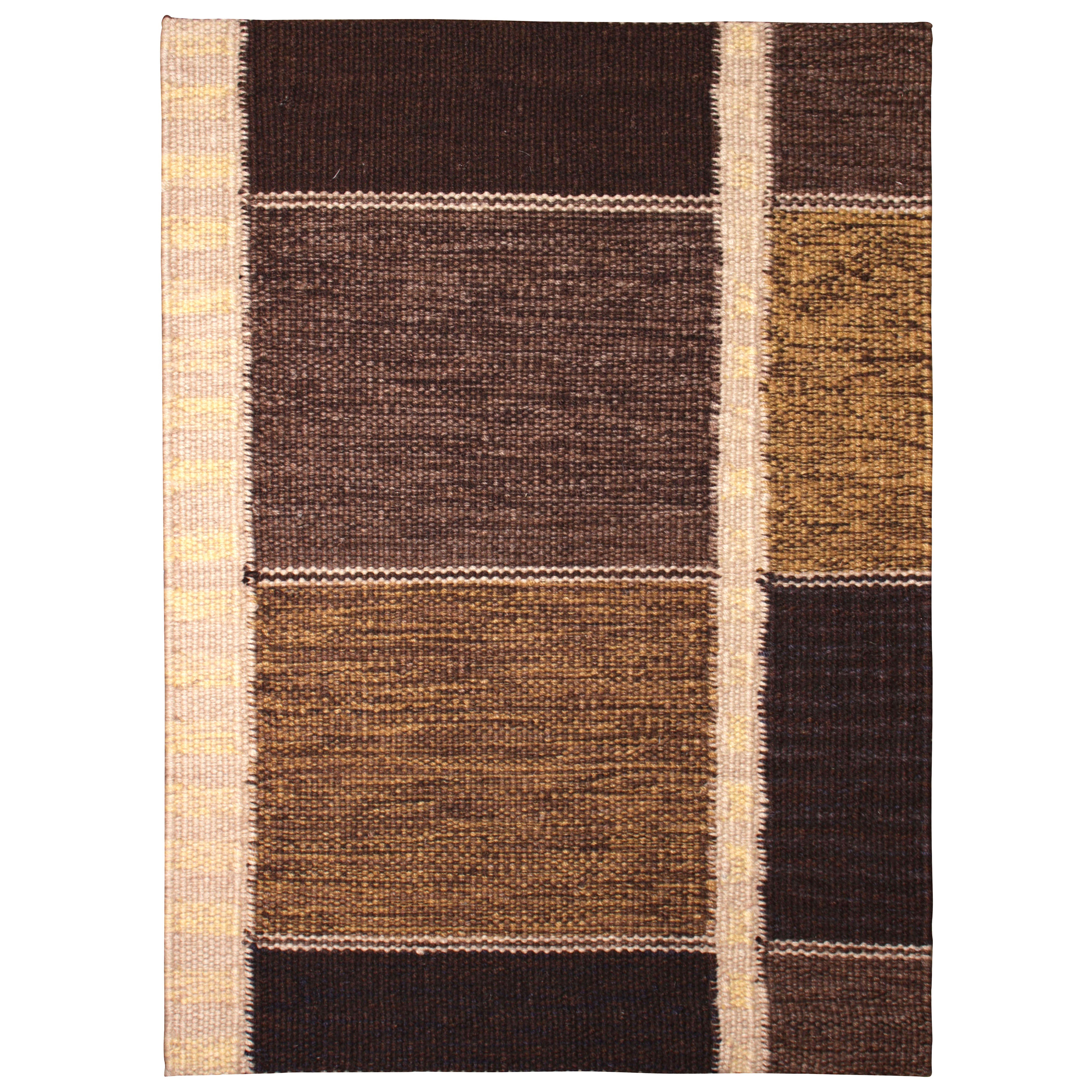 Rug & Kilim's Scandinavian Style Custom Rug Sample, Beige Geometrische Muster