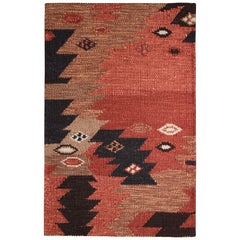 Rug & Kilim's Scandinavian Style Custom Rug Sample, Rot mit geometrischen Mustern