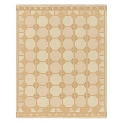 Rug & Kilim’s Scandinavian Style Rug in Peach and Beige-Brown Geometric Pattern