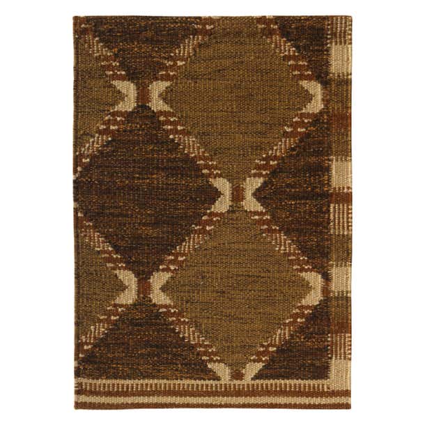 Rug and Kilim’s Scandinavian Style Custom Rug Sample, Brown Geometric ...