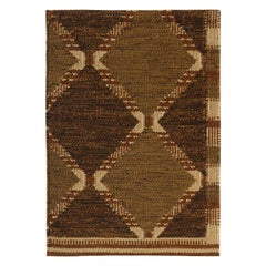 Rug & Kilim's Scandinavian Style Custom Rug Sample, Brown Geometric Patterns (échantillon de tapis sur mesure de style scandinave, motifs géométriques bruns)