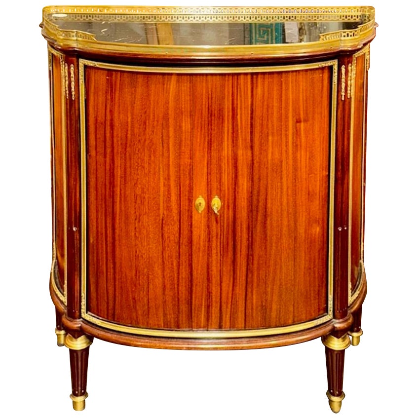 19th Century French Louis XVI Style Mahogany Demi-Lune Cabinet