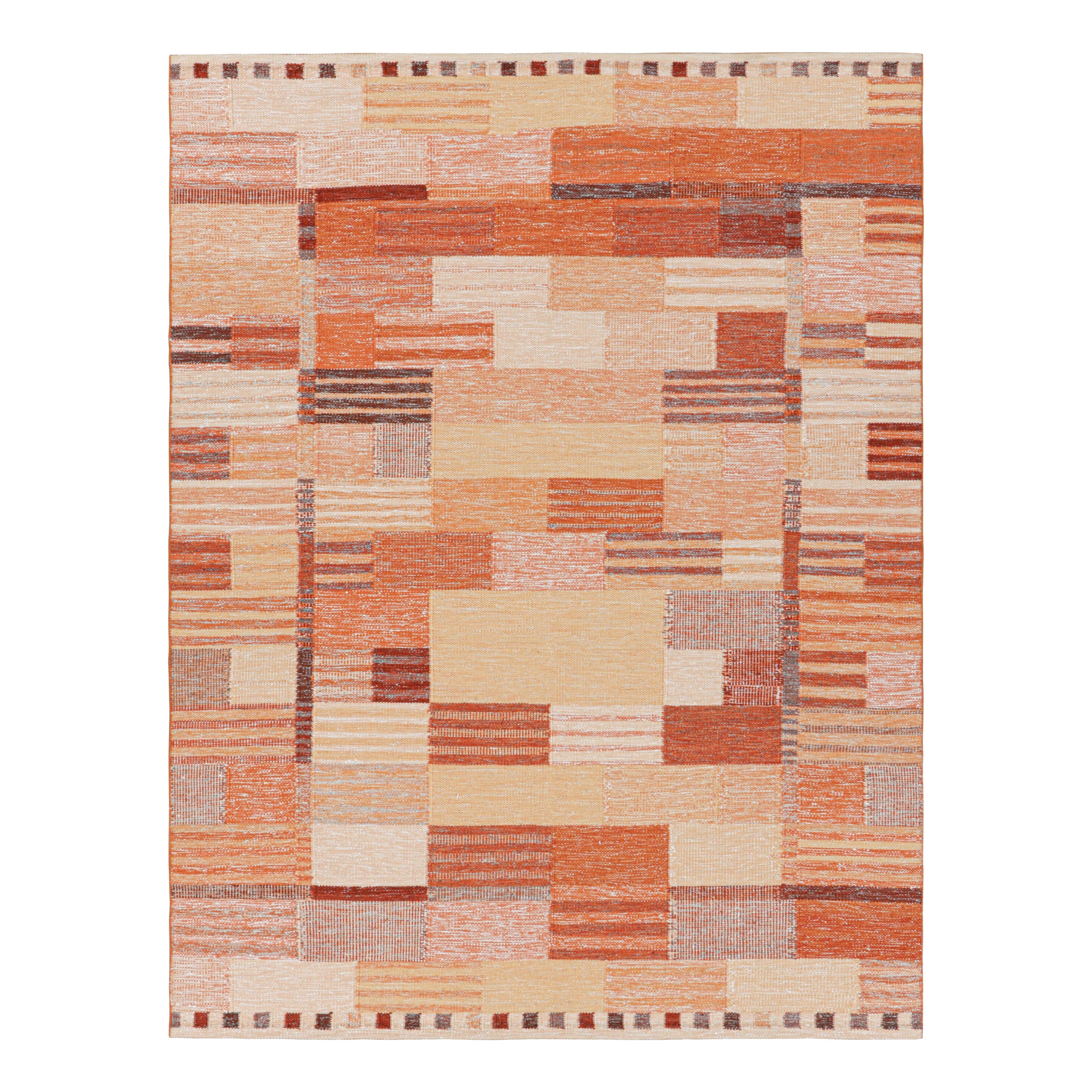 Tapis de style scandinave orange et rose à motifs géométriques de Rug & Kilim