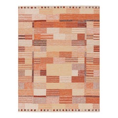 Rug & Kilim’s Scandinavian Style Rug in Orange and Pink with Geometric Patterns