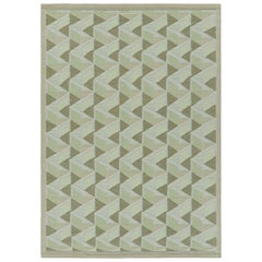 Rug & Kilim’s Scandinavian Style Rug in Light Green with Geometric Patterns