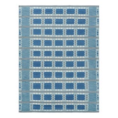 Rug & Kilim’s Scandinavian Style Rug in Blue with Geometric Pattern