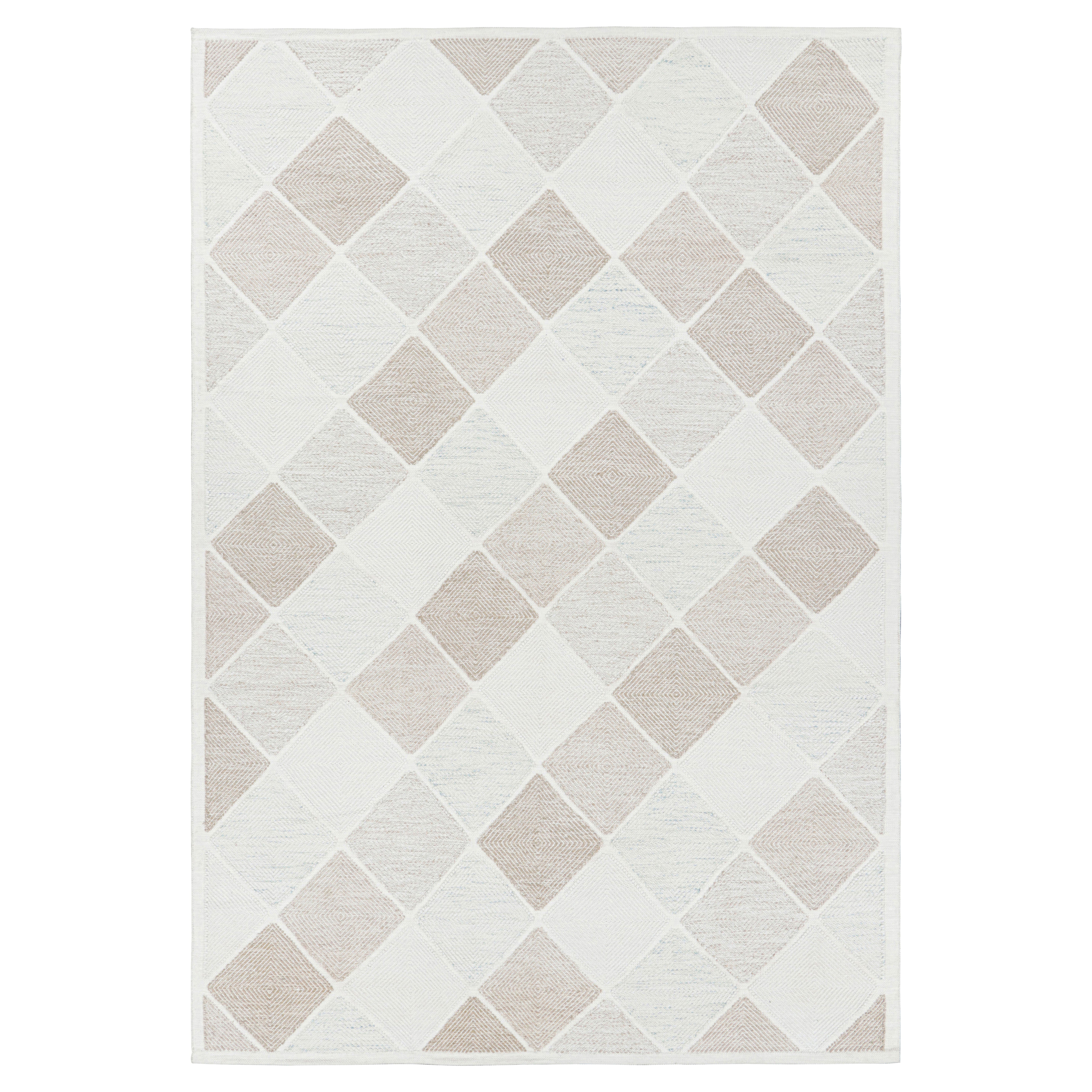 Rug & Kilim's Scandinavian Style Custom Rug in Cream with Geometric Pattern (tapis sur mesure de style scandinave avec motif géométrique)