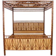 Dramatic King-Size Mid-Century Maitland-Smith Canopy Bed