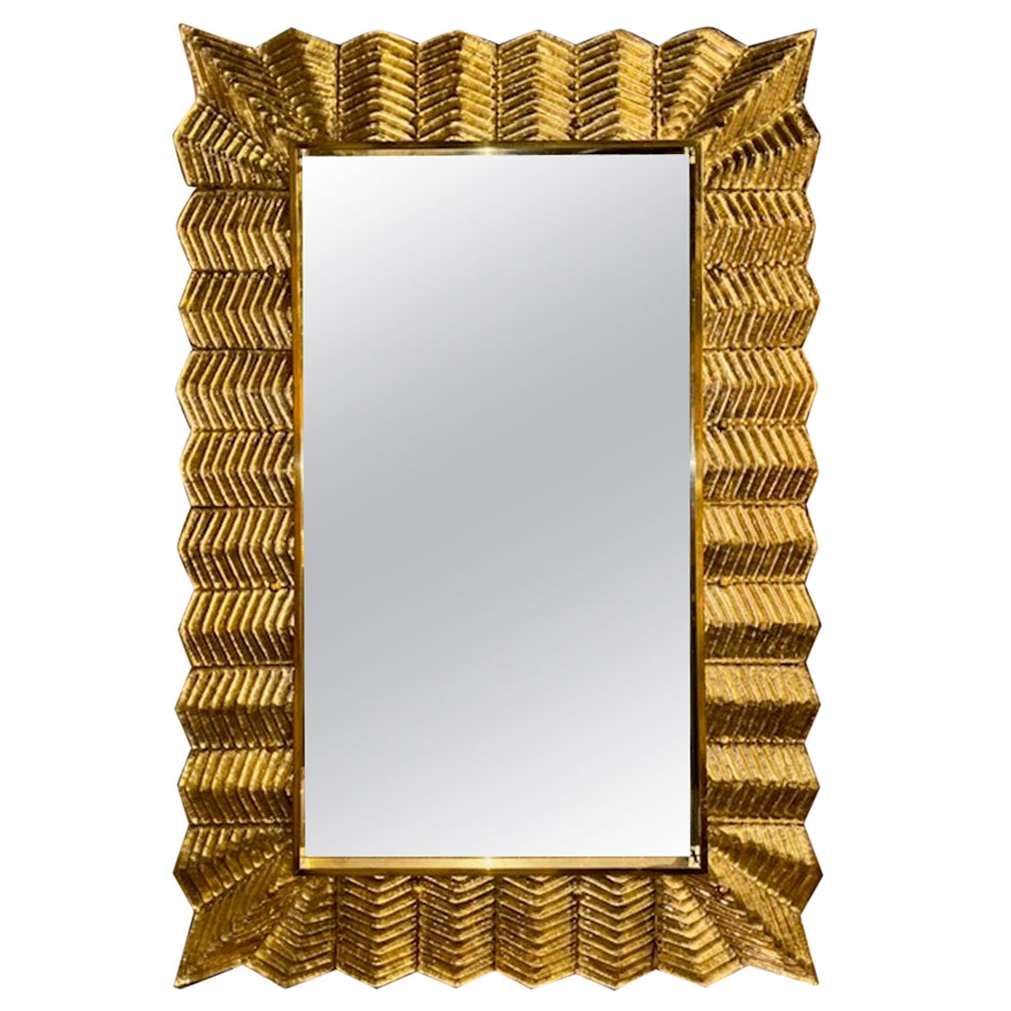 Specchi "Zig Zag" in vetro di Murano color oro in vendita