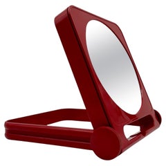 70s Red Dual Mirror by Roberto Maderna for GEDY - Italian Portable Mirror