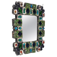 Wall Mirror by Roland Zobel, circa 1970, Ceramic.