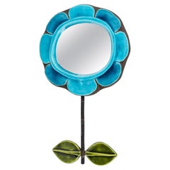 Flower-Shaped Wall Mirror by Mithé Espelt (1923-2020), circa 1970, Ceramic.