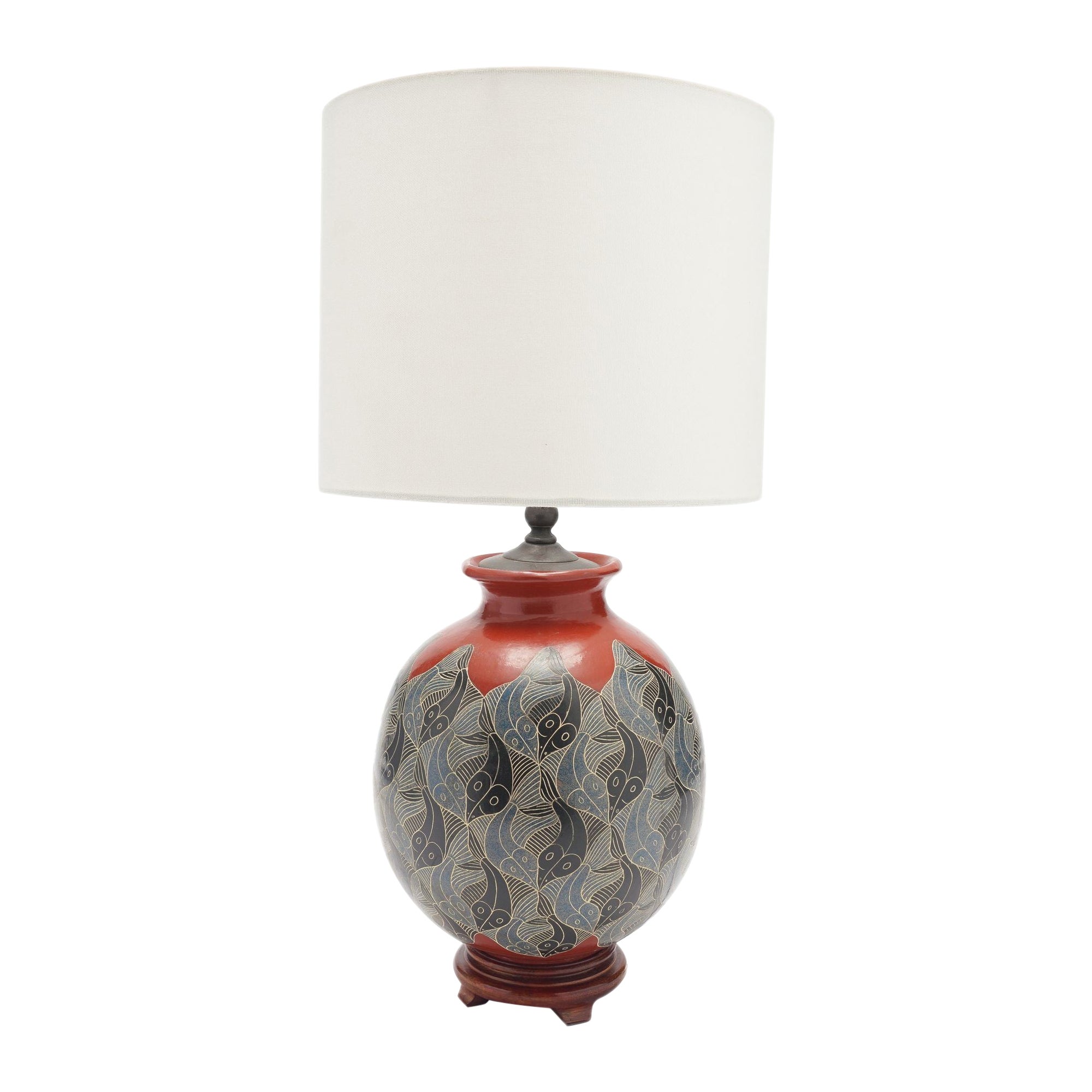 Terra cotta vase lamp by Vladimir Norori, c. 1950