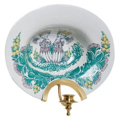 Dated 1994 Bjorn Wiinblad Hand-painted Wall Light / Sconce / Candlestick