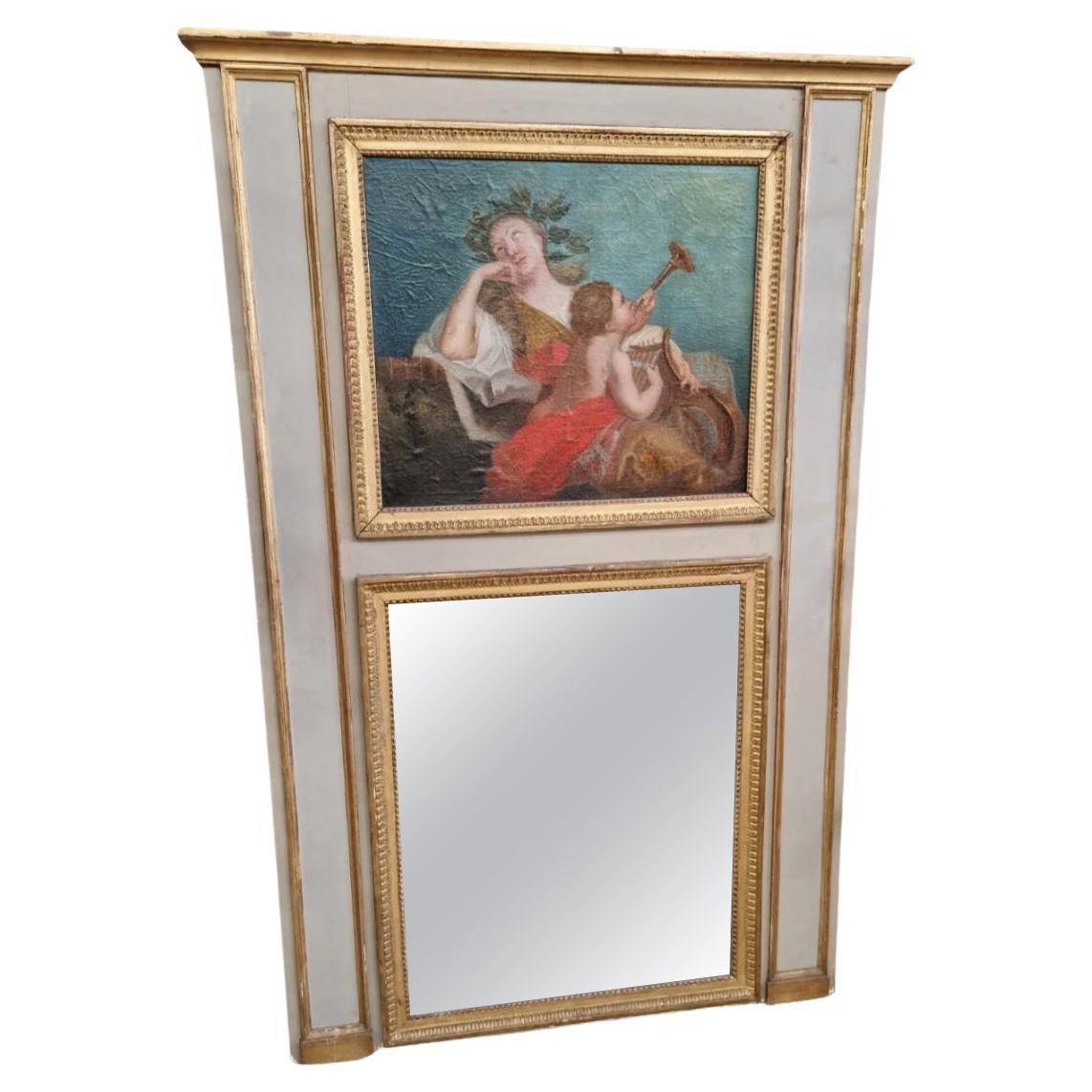 Miroir français ancien peint à la main en vente