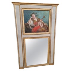 Antique French Hand Painted Mirror
