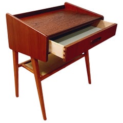 No.1 of 2 Danish/Nordic Teak Night Stand with woven rattan under shelf,  1960s
