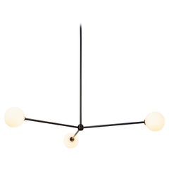Globe 3 Chandelier, by Research.Lighting, Black, 5in Glass Globe, Floor Model