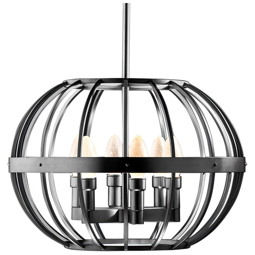 Antiqued Stainless Steel Terra Prima Outdoor Pendant Chandelier by Elisterno