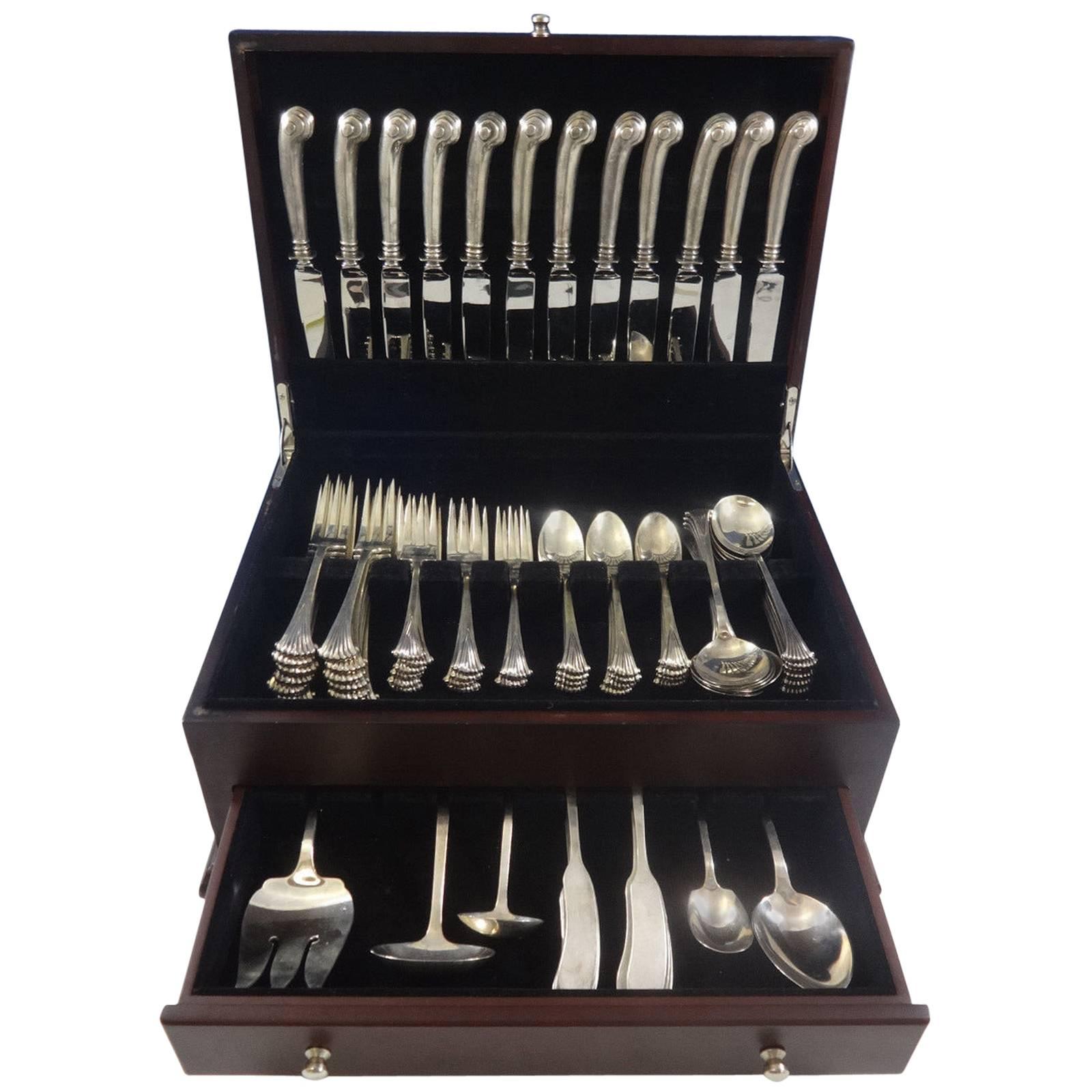 Onslow by Tuttle Sterling Silver Flatware Service for 12 Set 77 Pieces For Sale